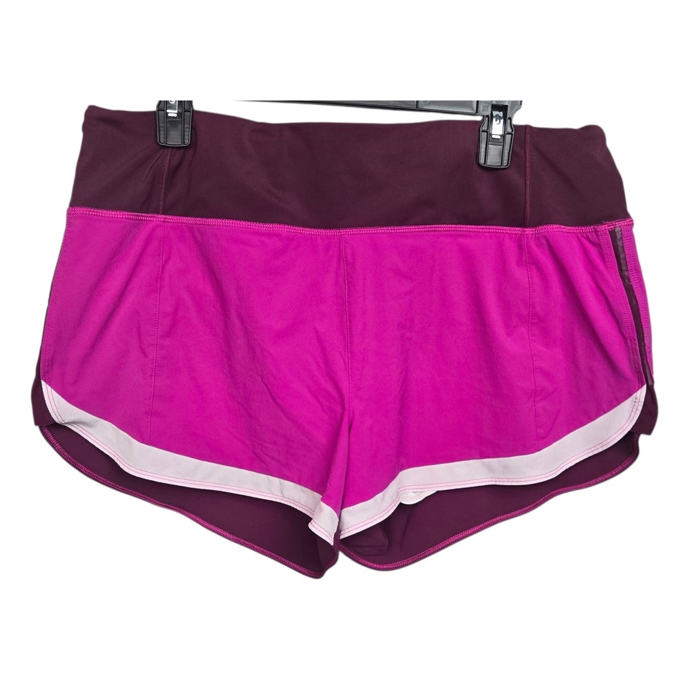 Athleta Running Shorts‎ Womens L Purple Pink Colorblock Athletic Workout
